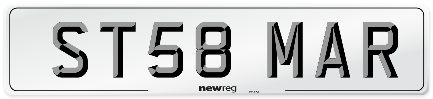 ST58 MAR Number Plate from New Reg